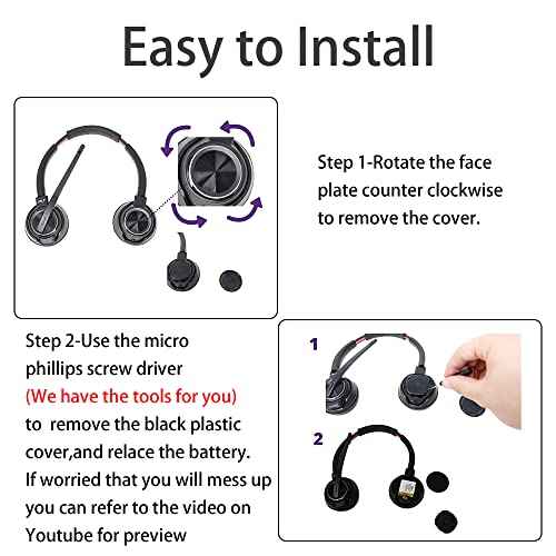 (2-Pack) Replacement Battery for Plantronics (Poly) SAVI 8220 Series Wireless Headset,fits Part Number 203035-01 3.8V 700mAh