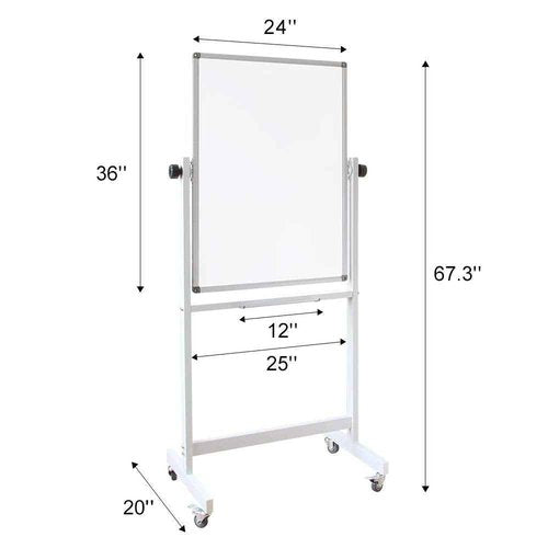 DEVELOP Magnetic Mobile White Board with Stand, 36 x 24 Inches, Rolling Double Sided Dry Erase Board on Wheels, Small Writing Standing Whiteboard Easel Easy Flip for Home, Office & School