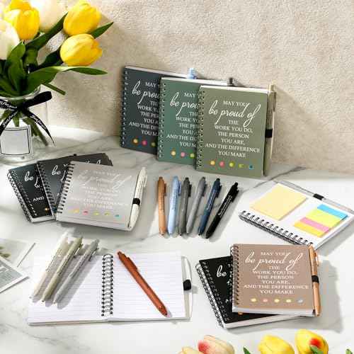 30 Sets/60 Pcs Employee Appreciation Gifts 30 May You Be Proud of The Work Notebooks with Sticky Note 30 Ballpoint Pens for Teachers Students Volunteer Nurse Thank You Gift(Boho Color)