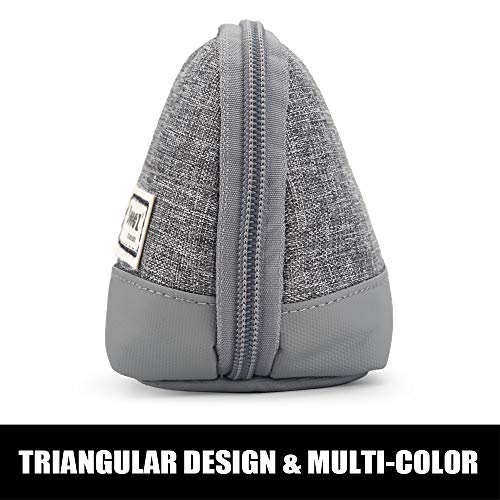 Sooez Grey Wide-Opening Pencil Pen Case - Lightweight Spacious Organizer