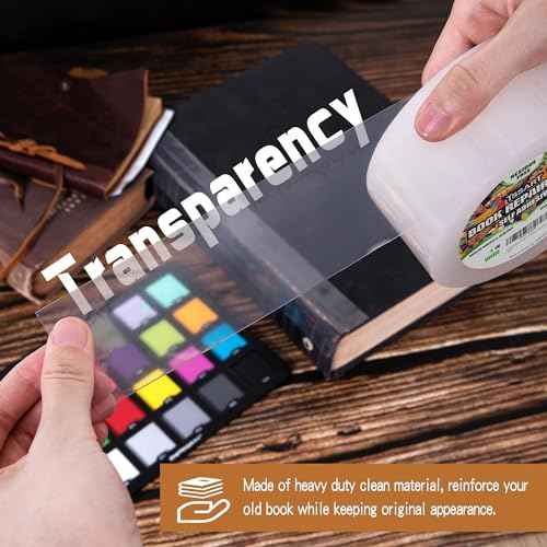 Clear Book Repair Tape - Self Adhesive Stretchable Book Tape, Essential Clear Repair Tape for Reinforcing Protecting, and Covering Mending Books Old Books - 1 Inch Wide x 108 FT Long