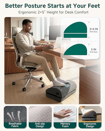 Snailax B.black Heated Foot Rest Under Desk with 3 Heat + 3 Vibration, 3-Height Ergonomic Foot Stool