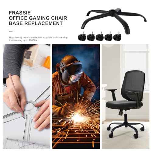Frassie Office Chair Base Replacement with Wheels, Heavy Duty 2500LBS Metal Stool Chair Base, 28 inch Universal Desk Chair Base Replacement Part (Black)