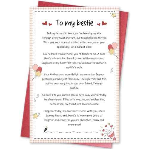 Poem Birthday Card for Best friend, Happy Birthday Card for Bestie BFF, Best Friend Birthday Card for Woman Her, Closest Friend Birthday Card, Thank You Card for Friend