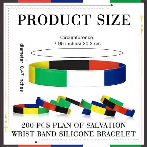 200 Pcs Bulk Plan of Salvation Wrist Band Wordless Silicone Bracelet Bible Salvation Bracelet Christian Wristbands