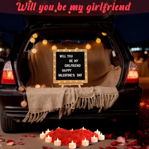 Ceenna Romantic Sign with LED Candle, 10x10 Inch Black Light for Love & Special Events
