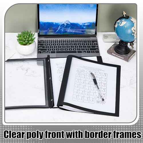 Teling 36 Pcs Report Covers with 3 Prong Fasteners Clear Front Presentation Folders Frame View Poly Report Folder Presentation Binder for Paper Document School Office(Black)