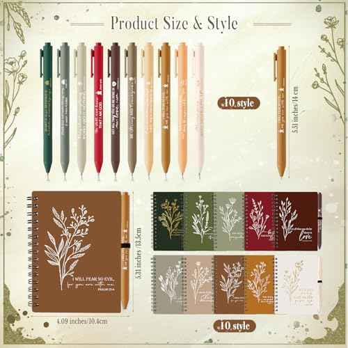 100 Pcs Christian Gift Prayer Spiral Journal with Ballpoint Pen Religious Gift for Church Pastor Clergy Appreciation Sunday School Teacher Team Employee Notebook Christmas (Retro Color)