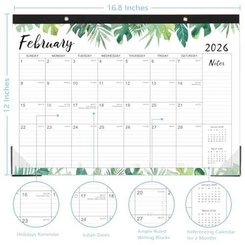 2026 Desk Calendar - Jan 2026 - Dec 2026, 12 Months Large Monthly Desk Calendar, 17" x 12", Desk Pad, Large Ruled Blocks, to-do List & Notes, Best Desk/Wall Calendar for Planning or Organizing