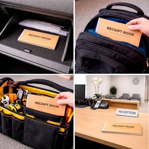 Rental Receipt Book Set — 4 Books, 100 Carbonless Receipts, Spiral Bound