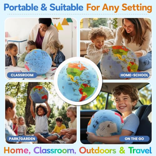 12-Inch Kids Soft World Globe for Learning & Geography Play