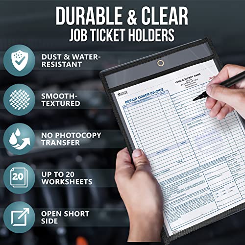 30 Pack Job Ticket Holders 9x12 - Work Order Plastic Sleeves Shop Ticket Holders Dry Erase Pocket Sleeves Dry Erase Pockets Dry Erase Sleeves Clear Pocket Sleeves Ticket Holder Plastic Sleeves
