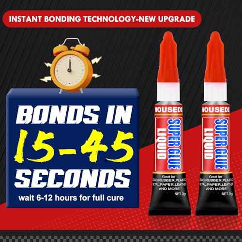 12 X 3g Super Glue Liquid, Clear Strong Adhesive,Fast Drying Cyanoacrylate Glue for Wood, Rubber, Leather, Plastic, Metal, DIY Crafts and More