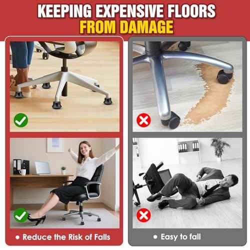Pisman Bell Glides Replacement for Office Chairs or Stools - Convert Swivel Casters to Fixed Stationary Wheels, Short Profile with Self-Adhesive Felt Pads (15Pcs)