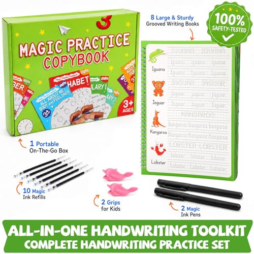 Colorful Reusable Handwriting Practice Books for Kids 3-10 with Disappearing Ink