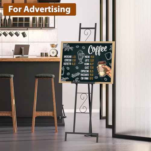 Black Easel Stand for Sign, Heavy Duty Wedding Welcome Sign Stand, Adjustable Art Easel for Display, Painting, Posters, Party, 17¡± x 17¡± x 58¡±H (1 Pack