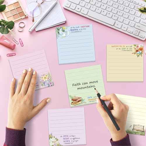 30 Pack Bible Sticky Notes - 600 Sheets Christian Notepads Inspirational Sticky Notes Religious Bible Verse Quotes Notepads for Message Reminder Gifts Diary Lists Schedules Studying Office School