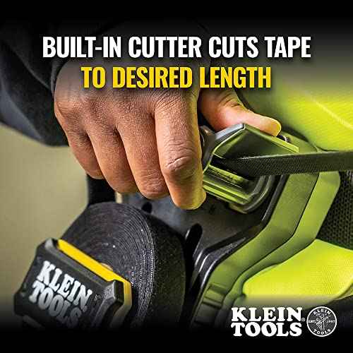 Klein Tools 450-900 Cable Management, Hook & Loop Dispenser with 12-Foot x 3/4-Inch Tape Roll, Cuts Custom Length Hook & Loop Strips, Black