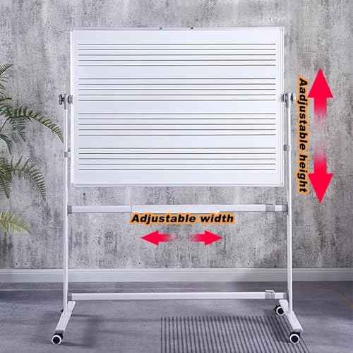 Double-Sided Mobile Music Staff Whiteboard - 90x120cm Magnetic Dry Erase Board on Rolling Stand | Portable 5-Line Notation Board for Classrooms, Studios, Home
