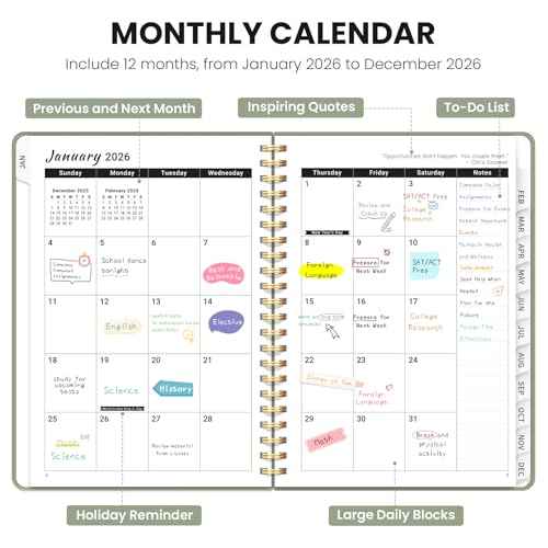 2026 Planner - Weekly and Monthly Planner, January 2026 to December 2026, Spiral Bound 2026 Calendar Planner Book, Inner Pocket, Perfect for Office Home School Supplies - A5 (6.3" x 8.5"), Green