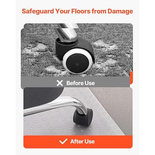 VEVOR Chair Mat, 36 x 48 Inch Office Chair Mat for Carpeted Floors, Plastic Floor Protector Rug with Studded, Non-Slip & Easy to Clean, Smooth Glide Under Desk Rug for Home Office (Rectangular)