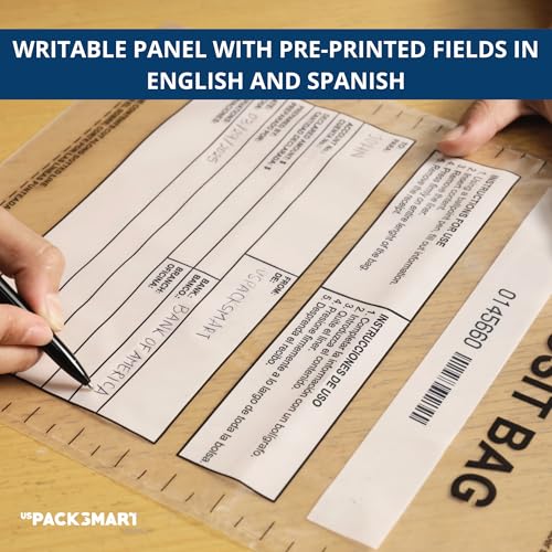 US PACK SMART 9x12 Clear Plastic Deposit Bags - Tamper-Evident, Self-Sealing, 100-Pack