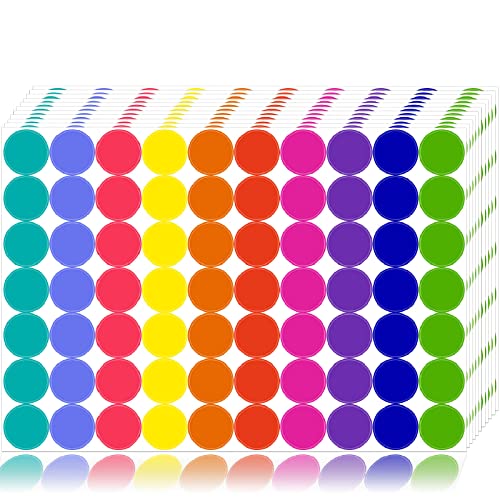 Dreecy 10-Color 1400 pcs Round Color Coding Labels 3/4 Inch Classroom Office Stickers