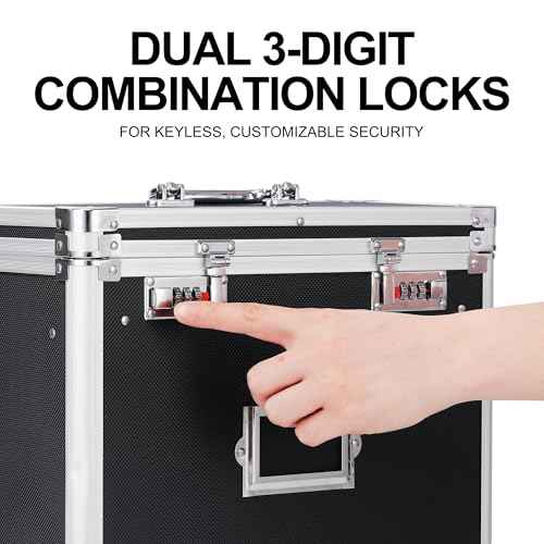 Aluminum Storage File Box with Lock,Portable Locking Storage Totes with Dual Combination Locks for Filing Office Documents