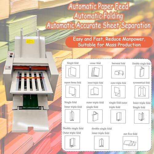 Banfluxion Digital Paper Folding Machine 110V - Automatic Desktop Document Folder with 4 Trays, Adjustable Speed, Manual & Auto Feed