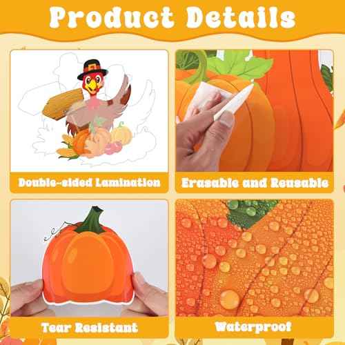 Thanksgiving Countdown Bulletin Board Decorations Fall Thanksgiving Turkey Paper Cutouts Autumn Maple Leaf Pumpkin Classroom Bulletin Board Set for Harvest Party School Chalkboard Wall Decor Supplies