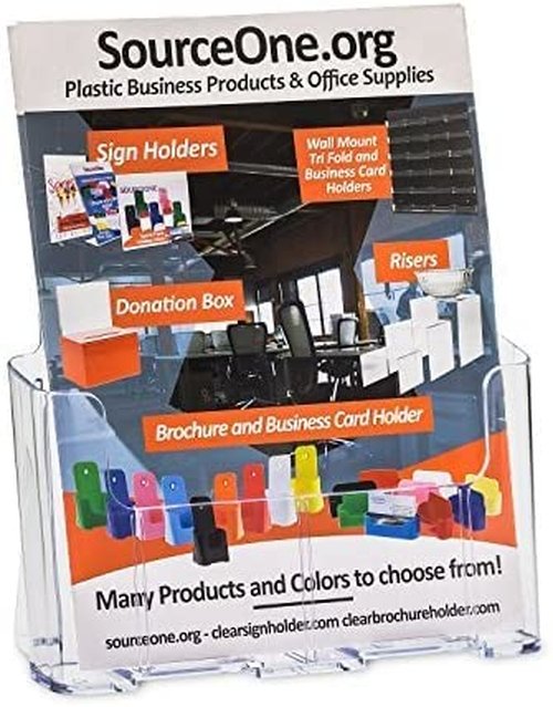 SOURCE ONE Premium Counter Top Full Size, 8.5 x 11 Inches Wide Acrylic Brochure Holder