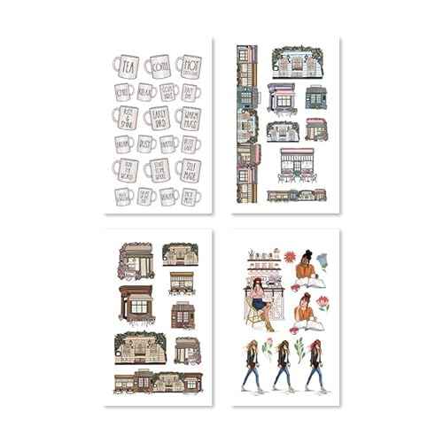 Rongrong Coffee Planner Stickers Book for Planners, Calendars, Journals and Projects ? Premium Quality Hand Drawn Perfect for Caffeine Lovers ? Scrapbook Accessories ? 24 Sheets