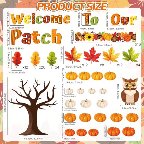 Welcome to Our Patch Fall Classroom Bulletin Board Decorations – Maple Leaves Pumpkin Tree Cutouts