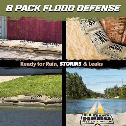 Flood Hero 2 x 1 ft Water Activated Sandbags - 6 Pack Flood Bag Barriers
