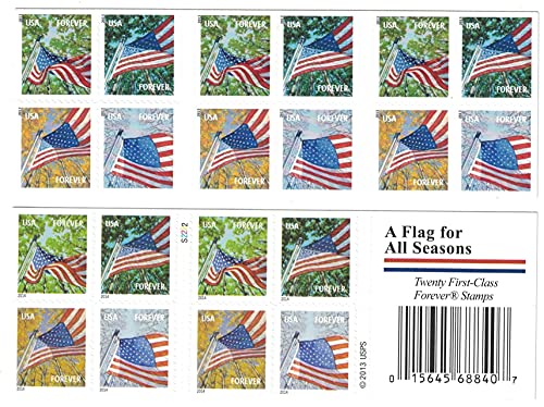 20 USPS Forever Stamps Collectible Flag for All Seasons 2013 Booklet - Self-Adhesive, First-Class