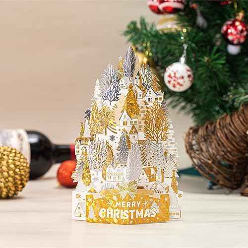 WISHGIFT 25Pcs 3D Christmas Cards, Merry Christmas Cards Handmade, Greeting Cards & Envelopes for Xmas