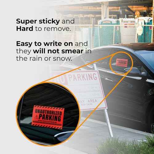 100 MESS Parking Violation Stickers - Hard to Remove - No/Unauthorized Parking Warning Stickers - Super Sticky - 8x5 in (Red, 100)