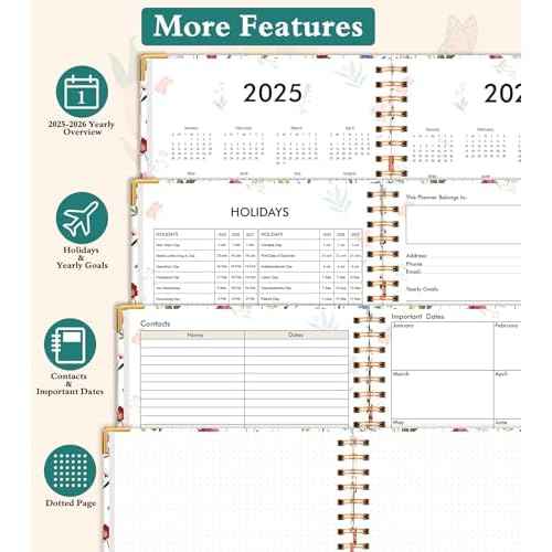 2025-2026 Appointment Book, Hardcover Planner 15 Months Weekly and Monthly (October 2025 - December 2026), 8.5"x11" Daily Hourly Planner 60-Minute time Slots, Spiral Calendar Schedule Book for Work School Teacher Student, Wildflower Garden