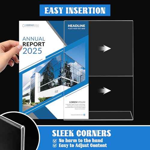 Laerjin 16 Pack Acrylic Sign Holder 8.5 X 11, L Shape Slanted Back Clear Acrylic Frames, Plastic Table Sign Holder for Office, Events, School, Shop, Trade Suppliers