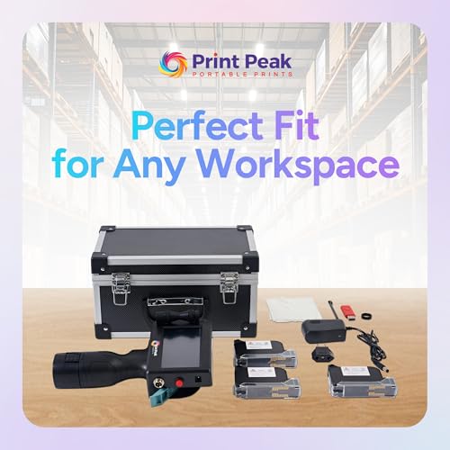 Print Peak Handheld Printer Travel Case, Durable Plastic Carrying Case with Aluminum Corners, Handle & Custom Foam Inserts for Portable Inkjet Printer Storage