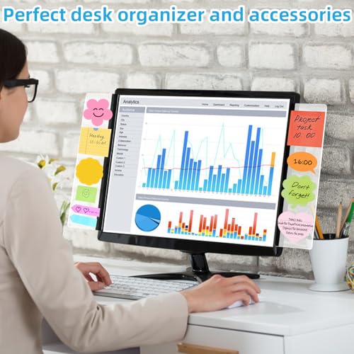 2 Pack Acrylic Monitor Memo Boards - Sticky Note Holders for Office Desk Organizer