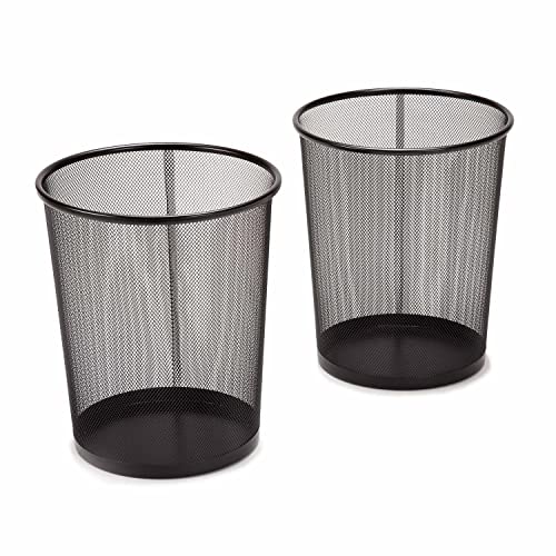 Seville Classics 2-Pack Black 6-Gallon Steel Mesh Trash Cans Recycling Bins
