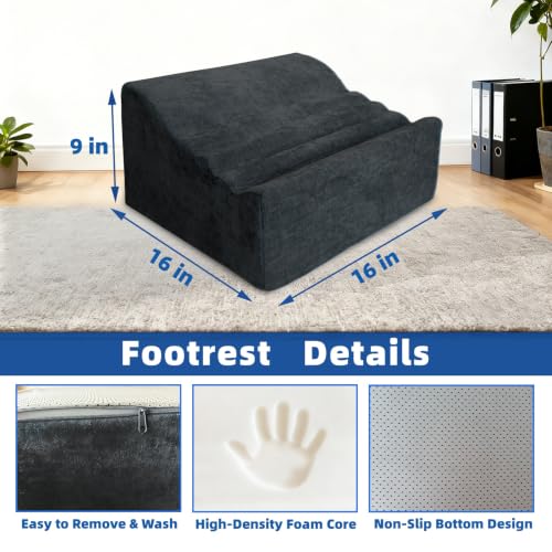 Under Desk Foot Rest – XYRONICA Adjustable Dark Gray Ergonomic Footrest for Office