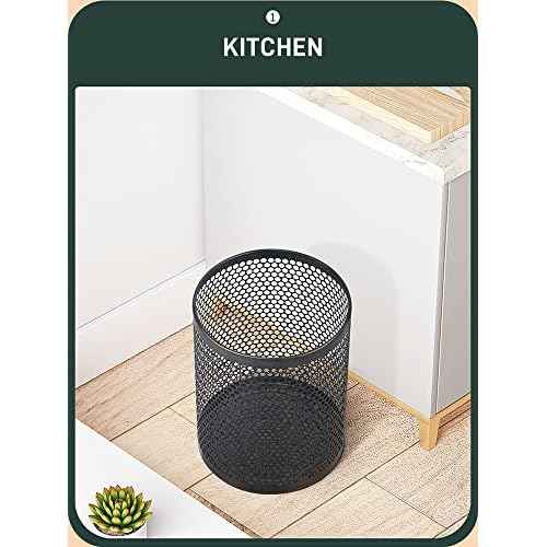 Mesh Wastebasket Round Mesh Stainless Steel Wastebasket Trash Can Recycling Bin for Home, Office, Bathroom, Bedroom & Kitchen, 3.5 Gallon / 12L, 11" H x 10" D Garbage Can -Rainbow Color