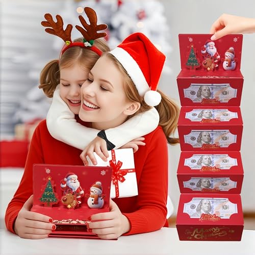 Christmas Money Gift Cards Envelope for Cash Gifts, Christmas Party Gifts Money Holder for Men Women Girl Boy (Red)
