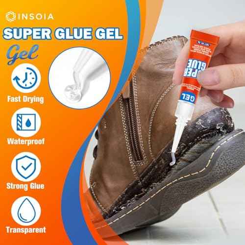 Super Glue Gel Clear Non-Drip, 12 X 3g All Purpose Strong Adhesive Ca Glue Quick Dry Instant Glue for Plastic, Metal, Ceramic, Shoe, Wood, Leather, Model, Aquarium, Rhinestone, Jewelry and DIY Crafts