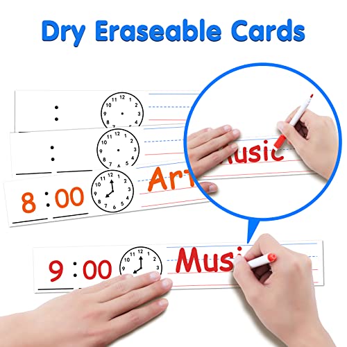 Black Daily Schedule Pocket Chart for Kids Classroom Organization