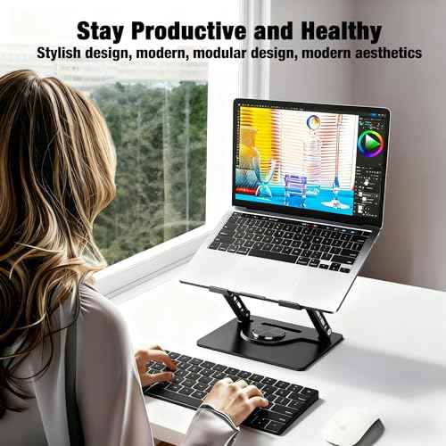 Laptop Stand, Laptop Stand for Desk with 360¡Æ Rotating Base, Ergonomic Laptop Riser for Desk with Adjustable Height, Heat Dissipation, Fits with All Laptops 10-17.3"