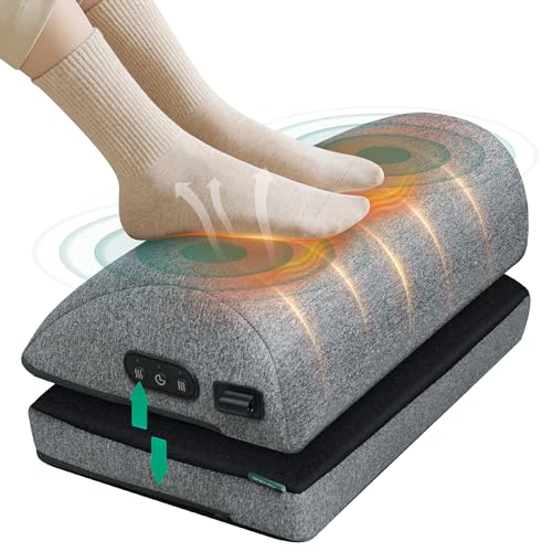 Snailax A.grey Heated Foot Rest Under Desk, 5-7in Height Adjustable Foot Stool with 2 Heat Levels, Memory Foam