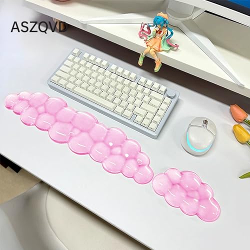 Aszqvd Pink Cloud Gel Wrist Rest and Mouse Pad Set for Ergonomic Comfort